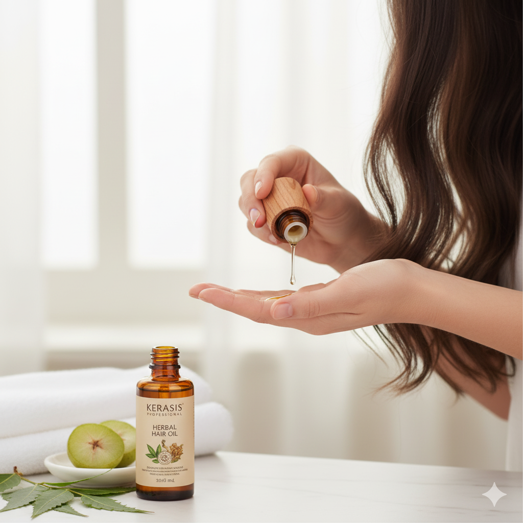 Kerasis Professional Herbal Hair Oil - Intensive Nourishment for Healthy, Luminous Hair