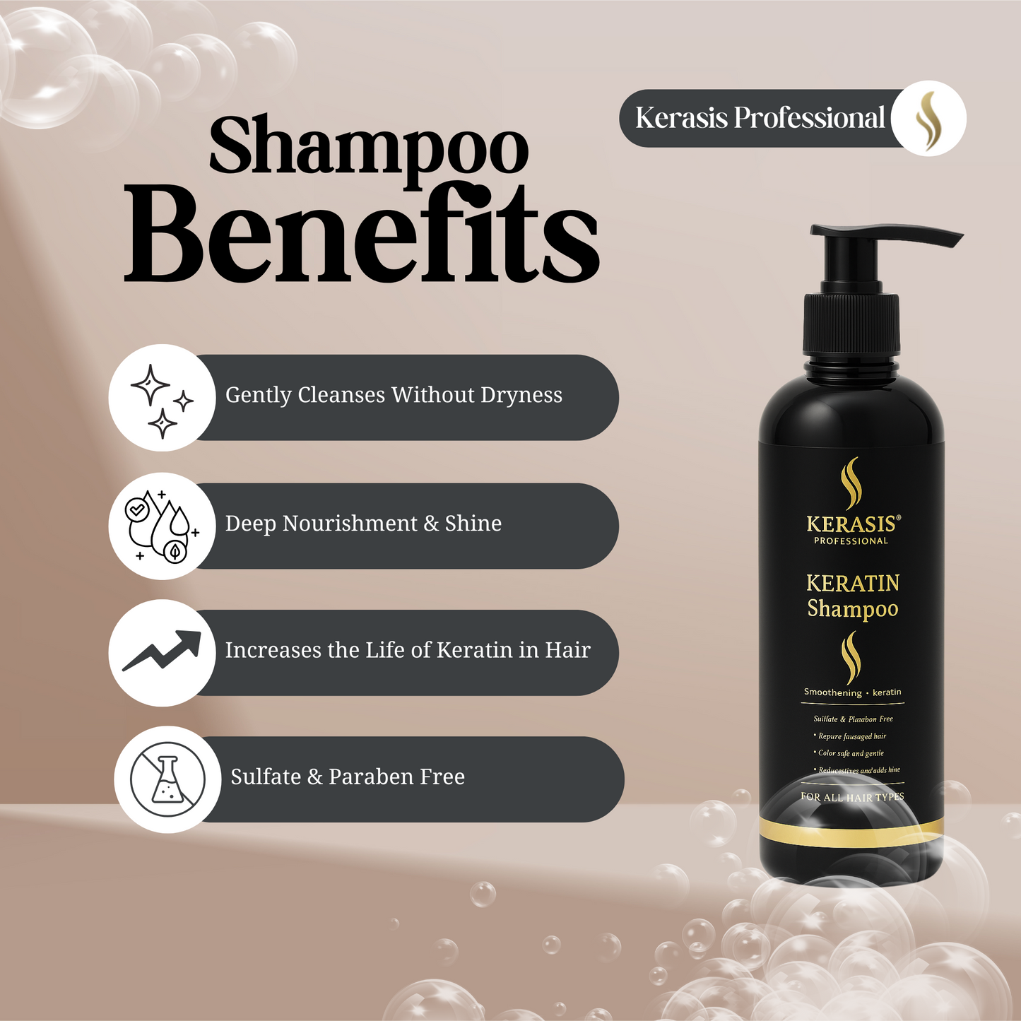 KERATIN Shampoo – Smoothening + Keratin (500ml) - Kerasis