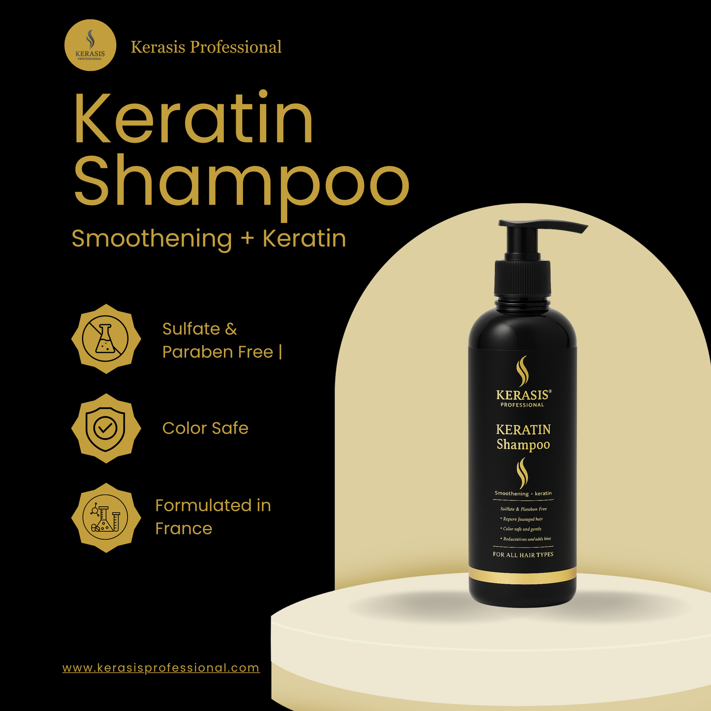 KERATIN Shampoo – Smoothening + Keratin (500ml) - Kerasis