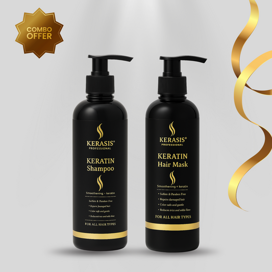 KERASIS Keratin Shampoo + Hair Mask Combo – Sulfate-Free | Smoothening + Deep Repair | 2 x 500ml