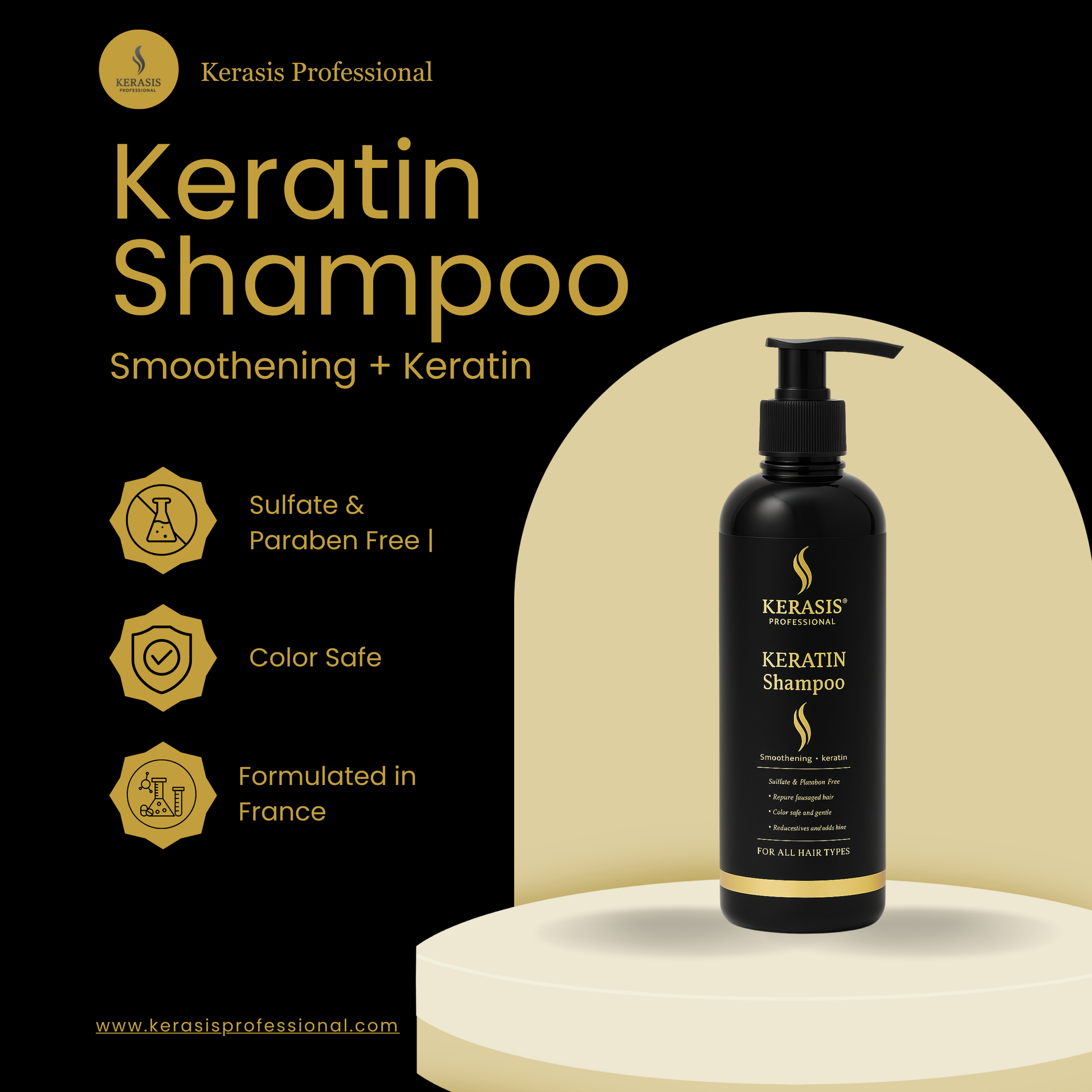 KERATIN Shampoo – Smoothening + Keratin (500ml) - Kerasis